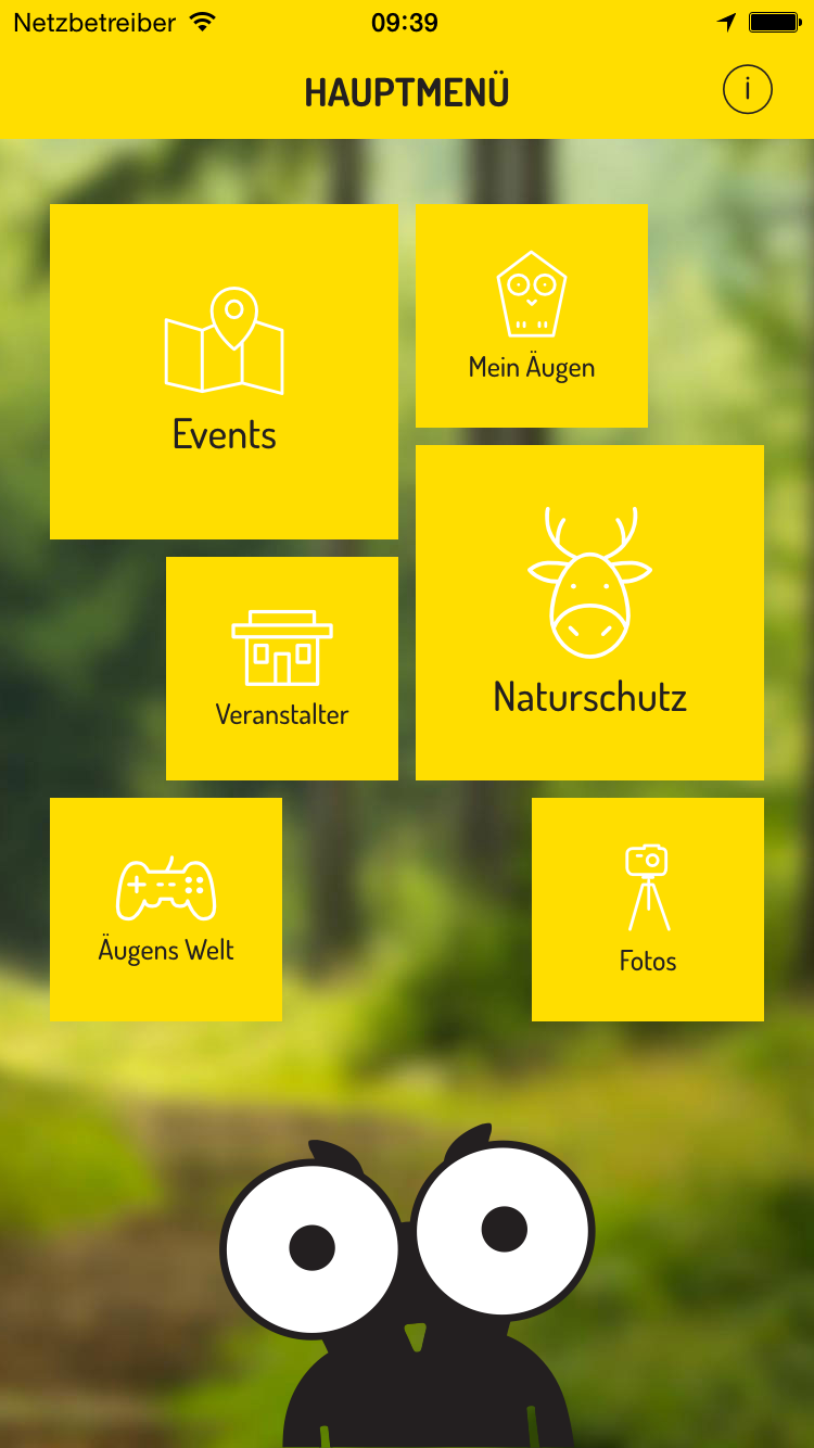 Startseite der Äugen-App